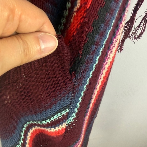 Billabong Boho Striped Open Front Fringe High-Low Hem Cardigan Sweater - Size M - Picture 14 of 14